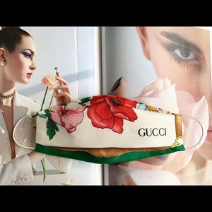 Reworked Gucci Silk Scarf Face Mask Floral Print S